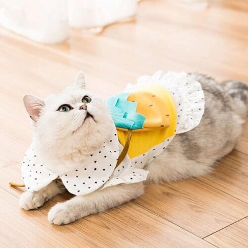 Dots Pet Dresses for Small Dogs Strawberry Pattern Clothes Breathable Princess Cat Clothes Cute Pet Costumes Cotton Puppy Dress