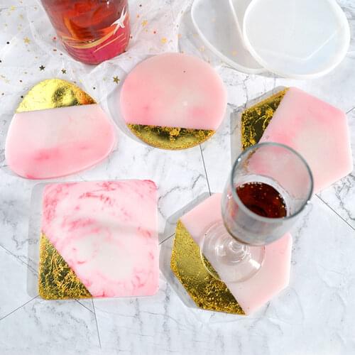 Geometric Epoxy Resin Silicone Mold Transparent Square Round Mirror Mould Diy Round Cup Mat Pad Handmade Crafts Making Molds New