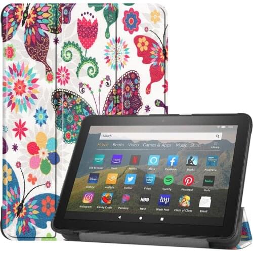 Nice Printed Tablet Case For Amazon Fire HD8 (Plus) 2020 8 inch Folding PU Leather Flip Stand cover Protective Shell Funda