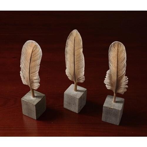 Creative simulation Feather Statue Resin sculpture Crafts Simple Living Room Ornaments Home Office Store Decors Decorations