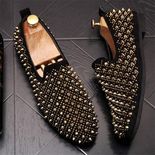 2020 Autumn Men Loafer Shoes Slip On Designer Rivets Stud Shoes Punk Style Men Fashion Shoes X#10/10d50