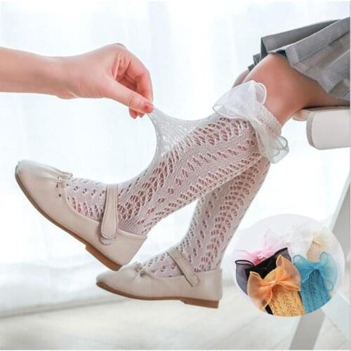 Soft Cute Kids Knee High Socks Baby Girls Cotton Mesh Breathable Soft Socks Newborn Infant Long Socks Suit For 1-8 Years