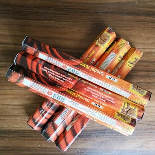 Natural Indian Sandal Rose Sticks Incense Temple Incense Fresh Air Aroma Indoor Spices Clean Air Home Fragrance Household Gift