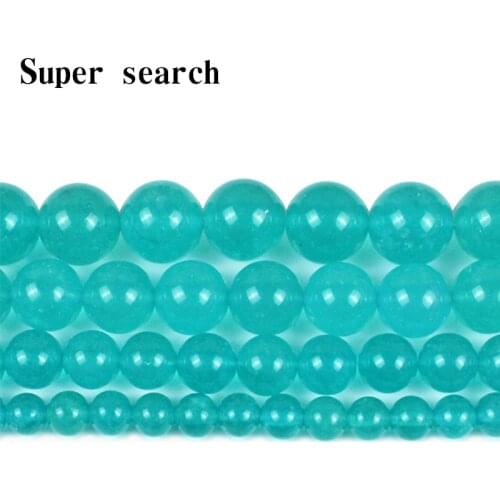 Natural Stone Transparent Aqua Amazonite Round Loose Beads 15" Strand 6 8 10 12MM Pick Size For Jewelry Making Bracelet women