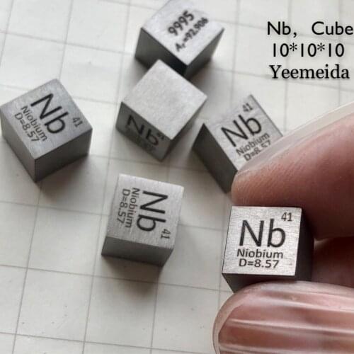 Niobium Nb Periodic Table Cube 99.95% Pure Length 10mm Weight 8.58g