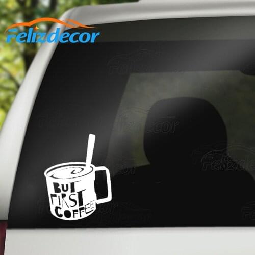 But First Coffee Quote Adventure Awaits Vinyl Car Decals Window Bumper Decor Coffee cup L684