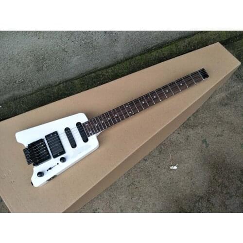 Customized new white headless electric guitar, rose wood finger plate, black pickup, customizable, free delivery