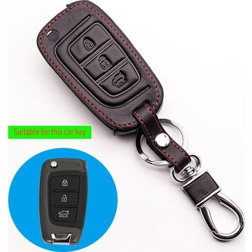 Latest Popular Black /brown Genuine Leather Remote Key Case Cover for Hyundai Verna Solaris 2017 3 button Key Shell starline a91