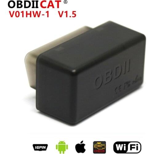 OBDIICAT 100pcs DHL V01HW-1 OBD2 Diagnostic Interface Elm 327 WIFI V1.5 V01HW Diagnostic Scanner Tool For Android / IOS