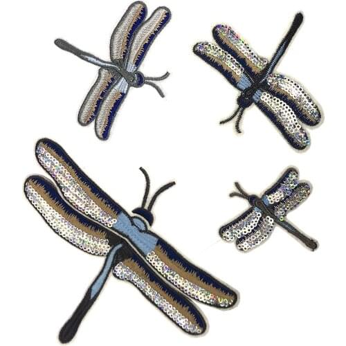 Dragonfly Patch Embroidery Applique Iron On Patches For Clothing Beaded Clothes Sticker Appliques Parches DIY AC1213