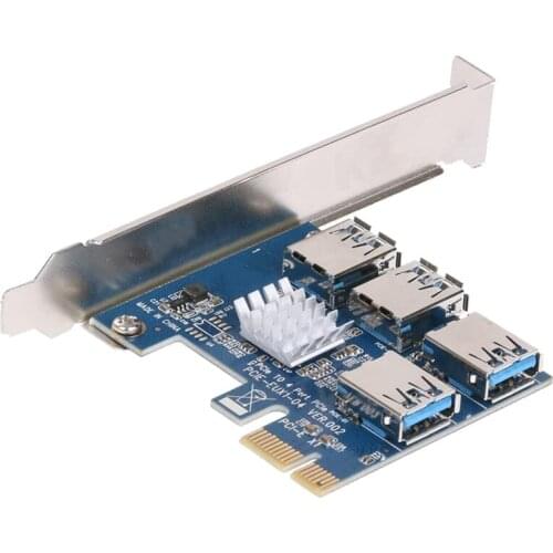 1 to 4 PCI Express 16X Slots Riser Card PCI-E 1X to External 4 PCI-E Slot Adapter PCIe Multiplier Card USB 3.0