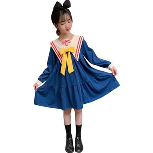 Princess Dress For Girls Patchwork Dress Girls Full Sleeves Party Dress Kids Preppy Style Costume Girl 4 6 7 8 10 11 12 13 Years