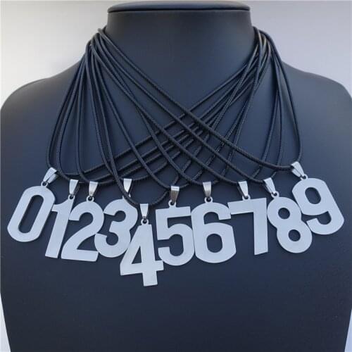 Arabic numeral 0 1 2 3 4 5 6 7 8 9 Pendant Stainless Steel Figure Necklace Men Women Numbers Jewelry