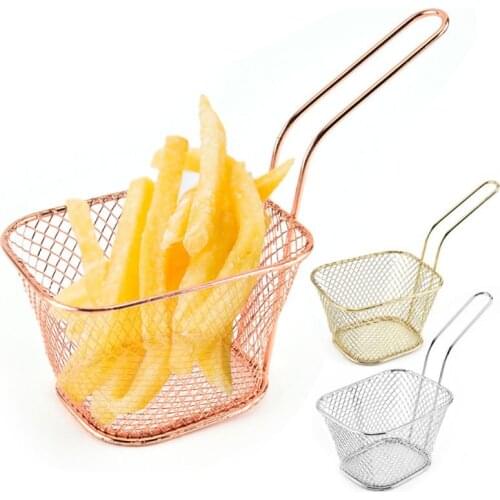 Portable Mini Chip Fryer French Fries Basket Frying Pan Filter Kitchen Cooking Chef Strainer Food Serving
