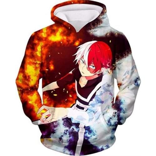 My Hero Academia Cosplay Todoroki Shoto Pullover Sweatshirts Boku no Hero Academia Izuku Midoriya Fleece Hoodies for Autumn