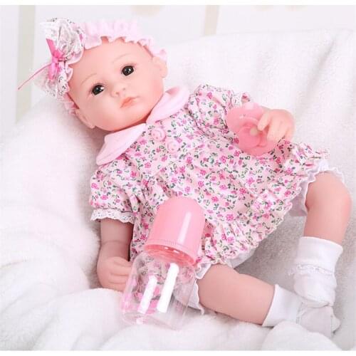 16" 40cm Handmade Lifelike Floral Dress Baby doll toy Silicone Vinyl Boy Girl Reborn Toddler Newborn Dolls Early Education Toy