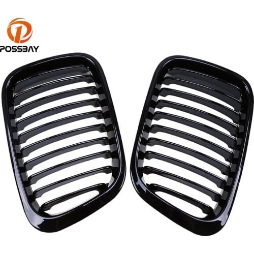 POSSBAY Car Front Center Wide Kidney Grilles Grill for BMW 3-Series E46 Compact 318i/318td/318ti 2001-2005 Gloss Black Grills