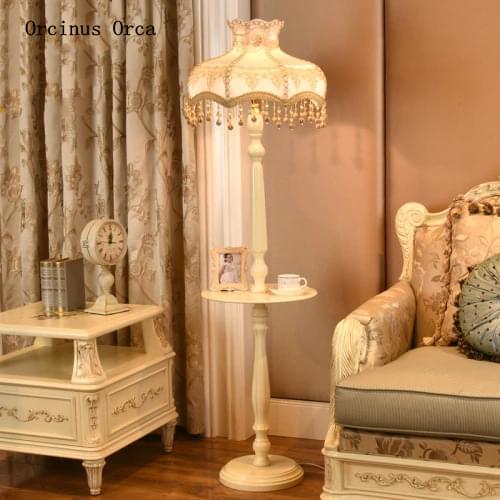 European-style palace luxury floor lamp living room Bedside Lamp Retro creative white LED tea table floor lamp