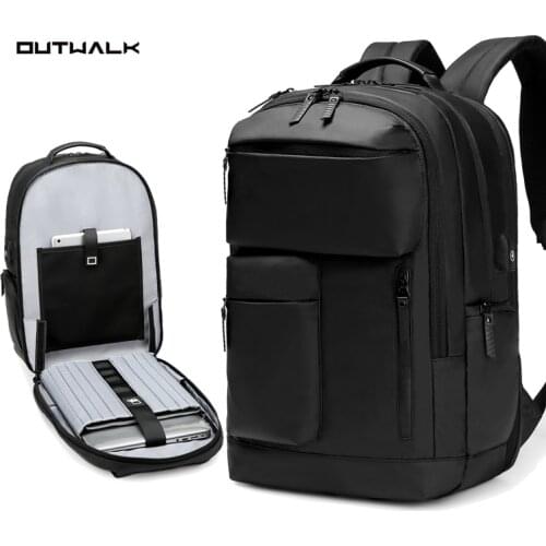 Outwalk Fashion Male Backpack New Anti-Thief Men Backpack Travel Laptop Backpack Man School Bag For Boy School Bagpack Rucksack
