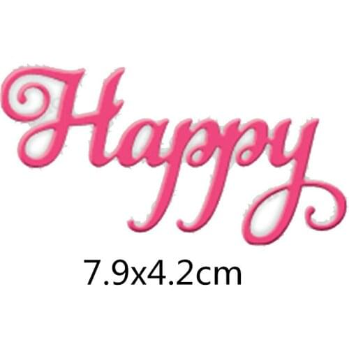 Happy Letters Metal Cutting Dies Stencils for DIY Scrapbooking Photo Album Embossing Card Making Decorative Crafts Die Cuts