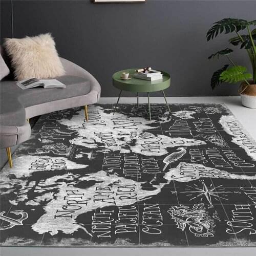 Modern Abstract World Map Carpet Letters Pattern Printed Soft Carpets For Living Room Anti-slip Rug Floor Mat Home Decor Tapis