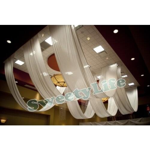 Wedding 10 pieces Ceiling Drape Canopy Drapery for decoration wedding fabric 1.4m*14m per piece Roof polyester knitted fabric