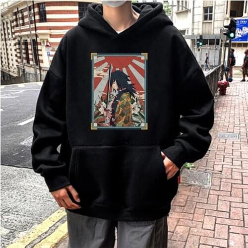 Demon Slayer Manga Sweatshirts Janpanese Anime Kamado Tanjirou Printed Hooded Sweatshirts Harajuku Cartoon Oversized Male Hoodie