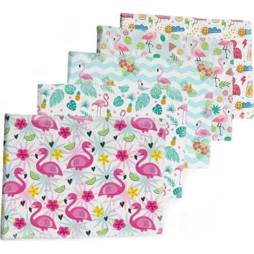 50*145CM Flamingo Fabric Flowers Printed Polyester Cotton Twill Fabric Patchwor Printed