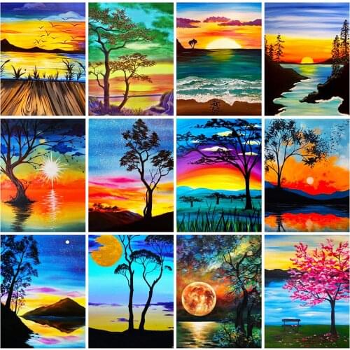 YI BRIGHT 5D DIY Diamond Painting Full Square New Arrival Landscape Tree Diamond Embroidery Seaside Mosaic Cross