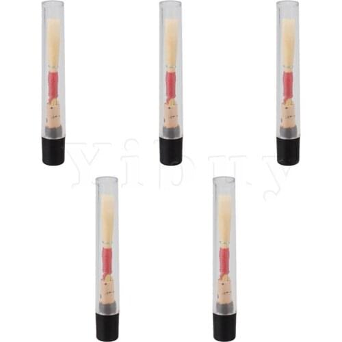 Yibuy German Style Oboe Reeds Cork Reed Repair Handmade Oboe Reed with Case Tube for Beginners Oboe Accessories Pack of 5