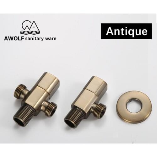 Toilet Filling Valves Antique Single Dual Outlet Angle Valve G1/2" Solid Brass Wall Mounted Bathroom Accessories AF616