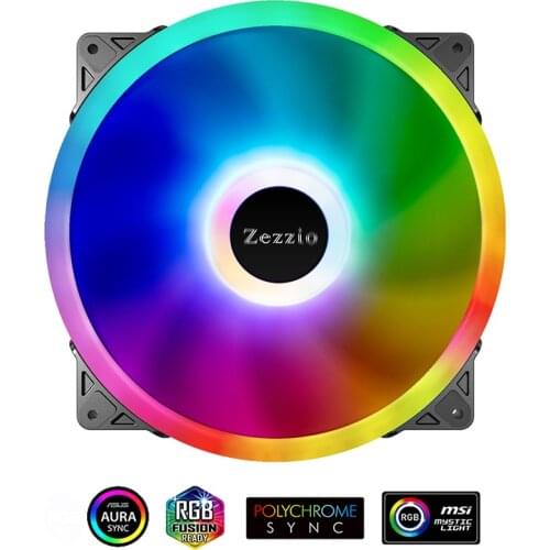 Zezzio ZF-200 200mm 5V Addressable ARGB Case Cooling Fan for PC Cases CPU Coolers Radiators System silence CPU Cooler Fan