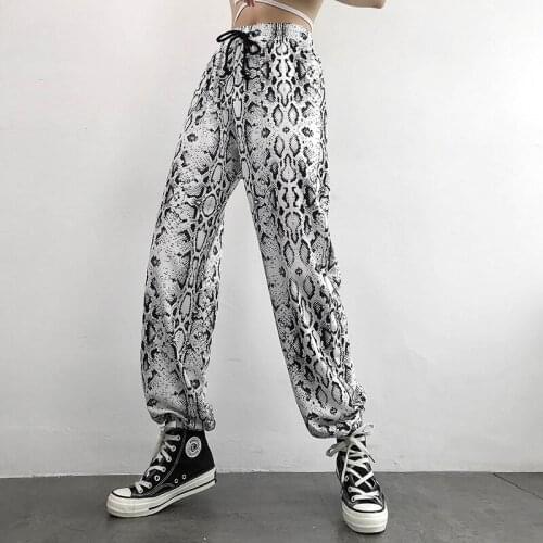Women Clothes Fashion Sexy Serpentine Printed Pants Casual Sport Trousers High Waist Mujer Sweatpants Autumn Streetwear P9077