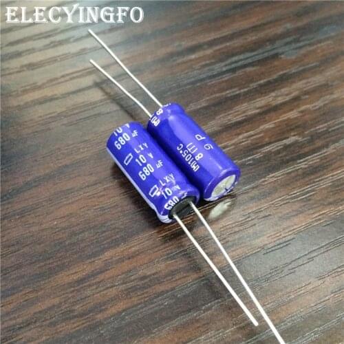 10pcs 680uF 10V680uf NIPPON NCC LXY Series 8x20mm Low Impedance Long Life 10V680uF Aluminum Electrolytic Capacitor