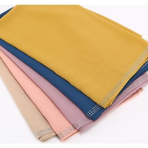 10pc/lot Wholesale High Quality Premium Peacl Chiffon Hijab Scarf Malaysian Womens Diamond Scarves Hijabs Long Shawl Shawls