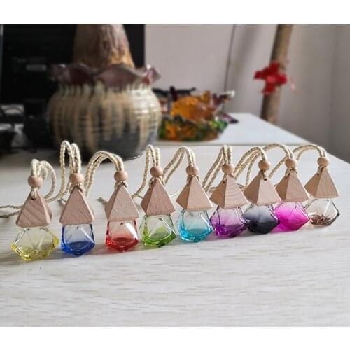 10pcs Empty Glass Bottle Air Freshener Flavoring For Car essential oils Empty Hanging Refillable bottle Rearview Mirror Ornament