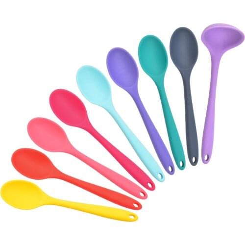 2021 New Colorful Silicone Spoon Heat Resistant Non-stick Rice Spoons Kitchenware Tableware Learning Spoon Cooking Kitchen Tool