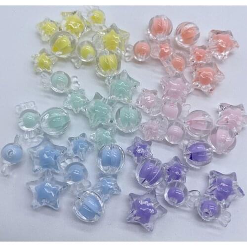 50pcs/lot Acrylic Beads Transparent Star Candy Pumpkin Shape Beads For Jewelry Making DIY Pendant Necklace Earrings Accessories