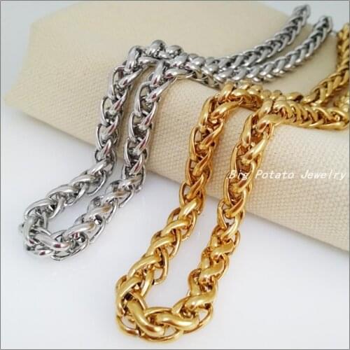 60cm*6mm Fashion 316L Sainless Steel Silver Gold Color Handmade Link Chain Mens Boys Necklaces,Best Quality Lowest Price