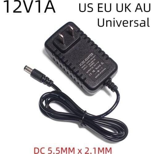 Ac100-240v 12v 1a 12w Dc Ac Adapters Dc12v Us Eu Uk Au Plug Universal Power Adapter Supply for Cctv LED light strips