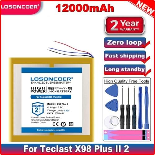 LOSONCOER 12000mAh Battery for Teclast X98 Plus II 2 Tablet PC 3 Lines C2D7 2879127 Tablet Pc Batteries + free tools