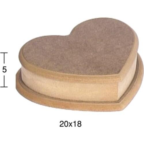 KU231 Big Heart Box, Unpainted Raw Wood Mdf Box