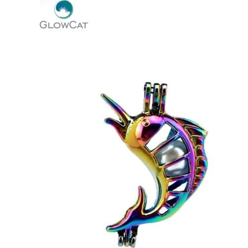 C203 5pcs/lot COLORS Multicolor Narwhale bead cage Pendant Pearl Locket Fairytale Party