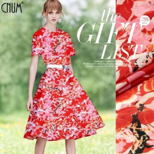 CNUM SL058 Pure Silk/Birds and Red Leaves/Silk Fabric 30% Silk 70% Linen/Width 1.53yd Thickness15.50mm