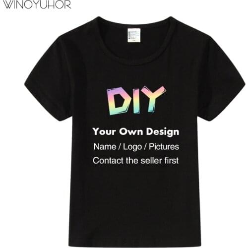 Your Own Design Logo/Picture Custom Print Tshirt Boys Girls DIY Cotton T Shirt Children Kids Summer Short Sleeve T-shirt Clothes
