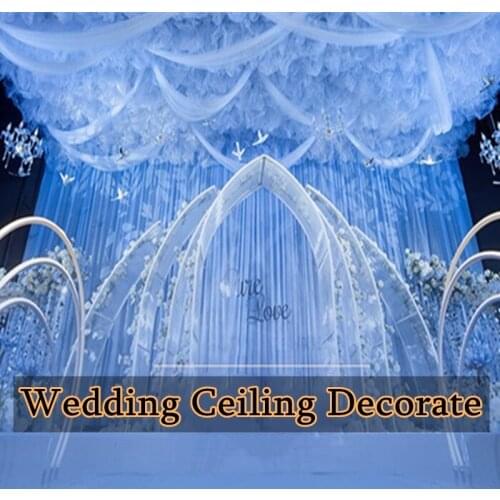 Home Wedding Background Decoration Gauze Curtain Wedding Stage Props Ceiling Top Decor Tulle Curtain Customized Cloud Top Gauze