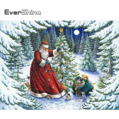 Evershine Diamond Painting Christmas Full Square Drill Diamond Embroidery Full Set Santa Claus Pictures Of Rhinestones DIY Gift
