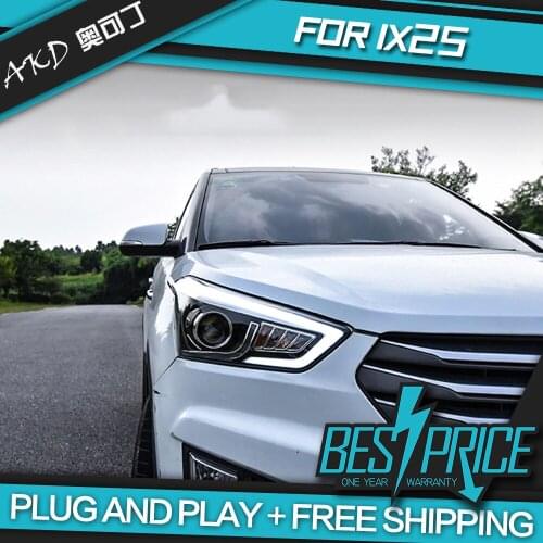 AKD Cars Styling Headlight For Hyundai ix25 Creta 2015 Headlights LED Running lights Bi-Xenon Beam Fog lights angel eyes Auto