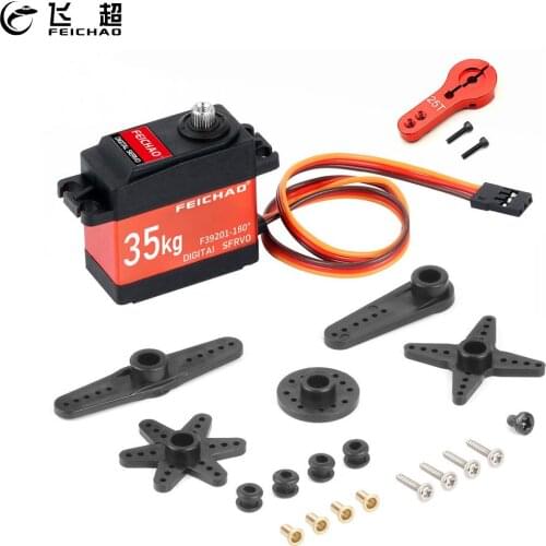 FEICHAO Waterproof 35kg 180/270/360 Degree Large Torque Digital Coreless Servo Aluminium Metal Gears 25T Metal Arm For RC Car