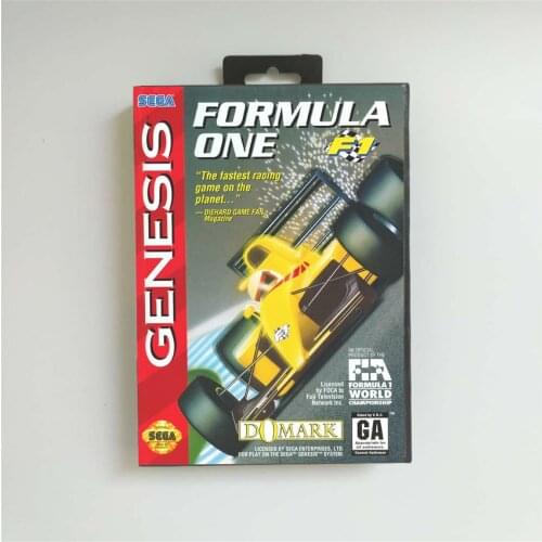 Formula One F1 - USA Cover With Retail Box 16 Bit MD Game Card for Sega Megadrive Genesis Video Game Console